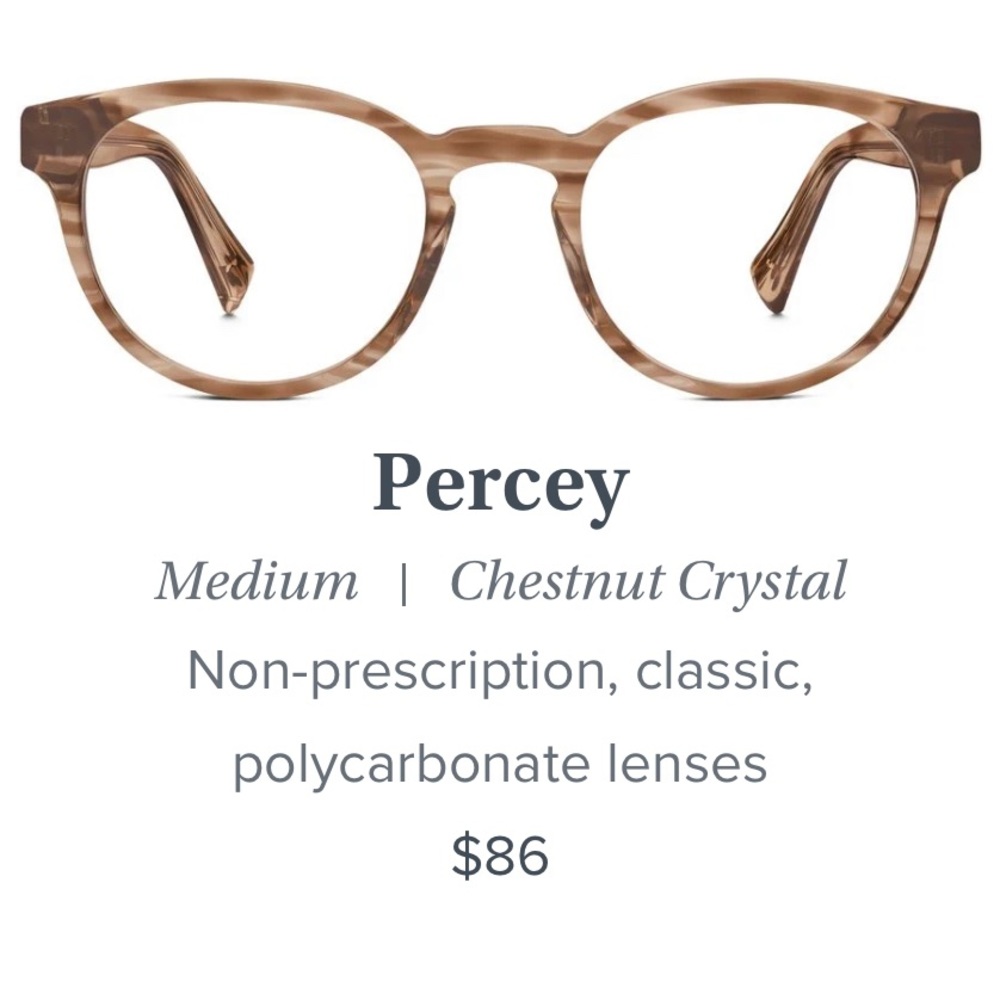 Percey Chestnut Crystal medium (standard) width glasses